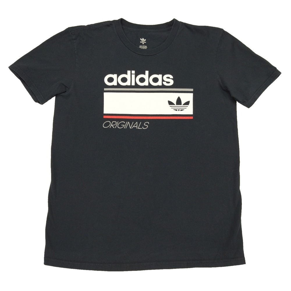 Adidas Originals Mens Medium Black Graphic Trefoil Logo‎ Short Sleeve T-Shirt M